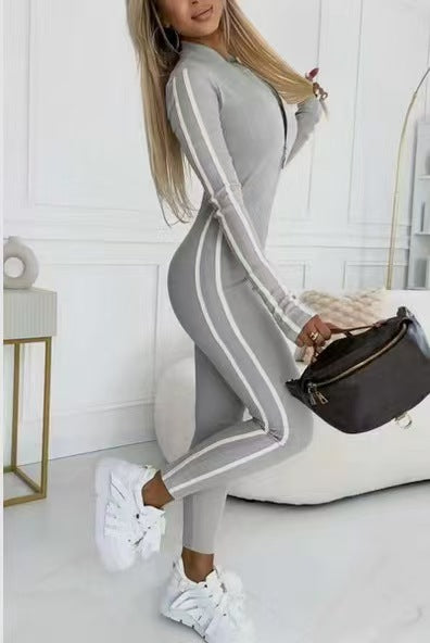 Vayla – Kontrast-Seitenstreifen Stretch-Jersey-Overall