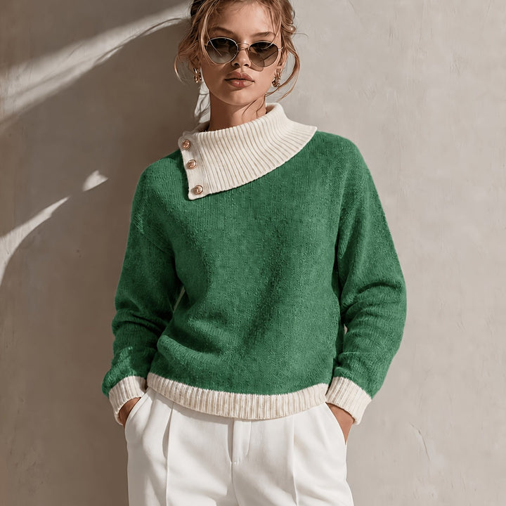 Calira – Asymmetrischer Halsausschnitt-Strickpullover