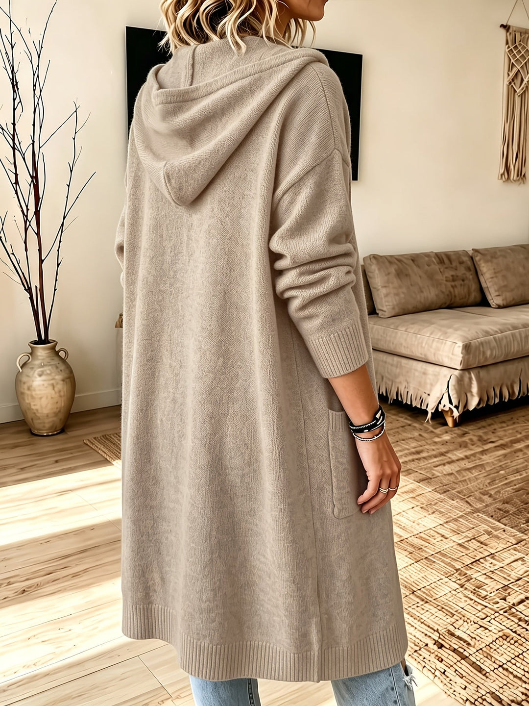 Nevora – Kapuzen-Viskose-Strickjacke