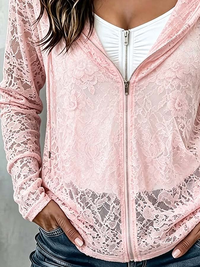 Novira – Bedruckte Spitzen-Strickjacke