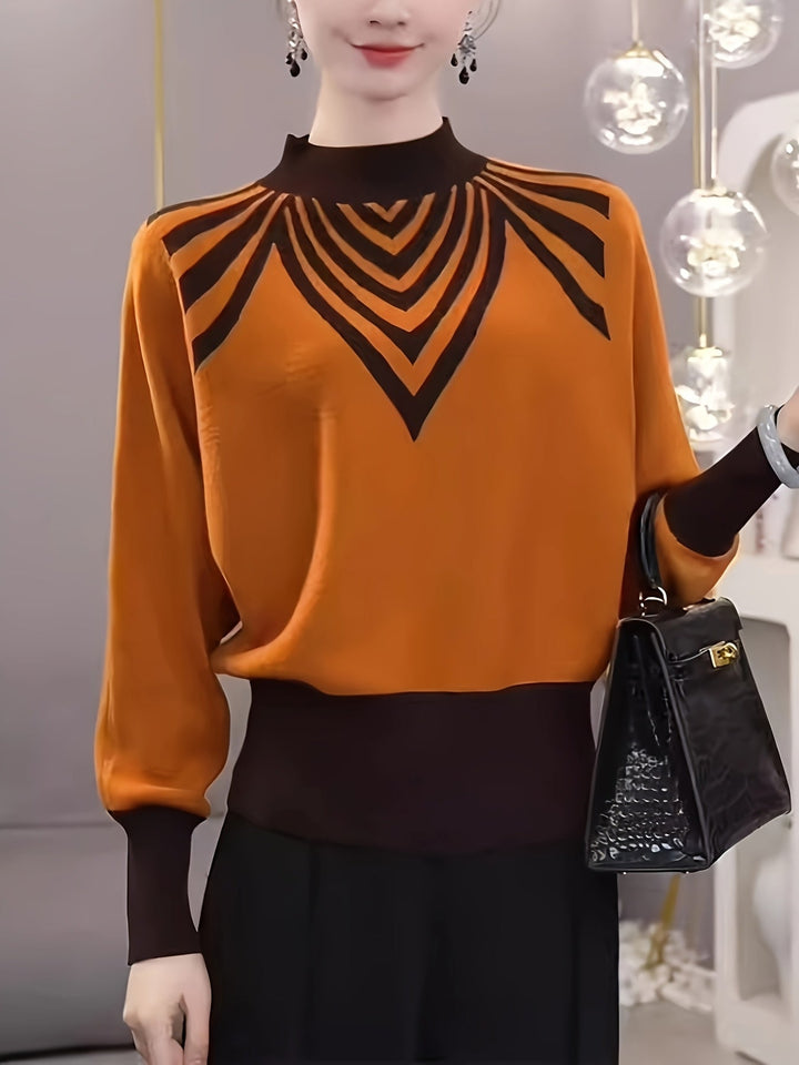 Anevra – Jacquard-Strickpullover in Farbkombination