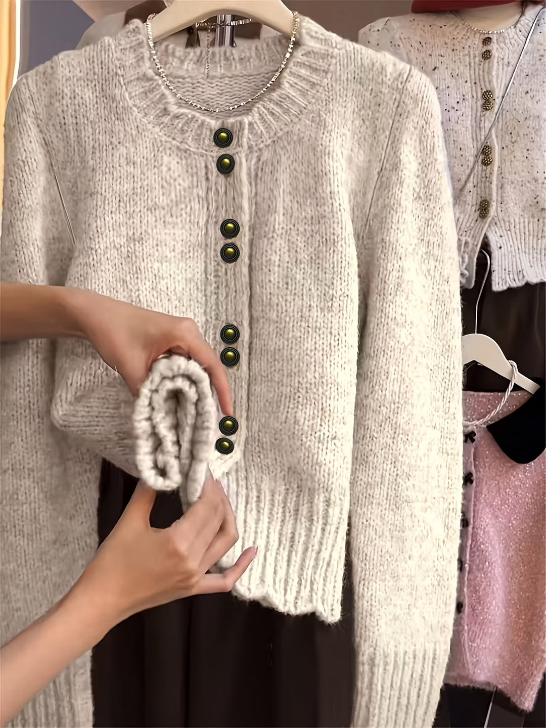Rilena – Ein-Knopf-Strickjacke