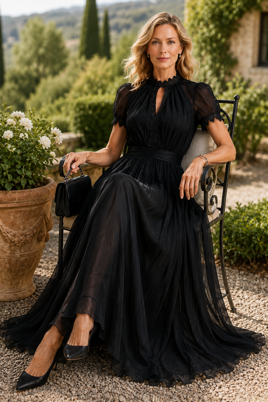 Kelyra – Maxi-Chiffonkleid