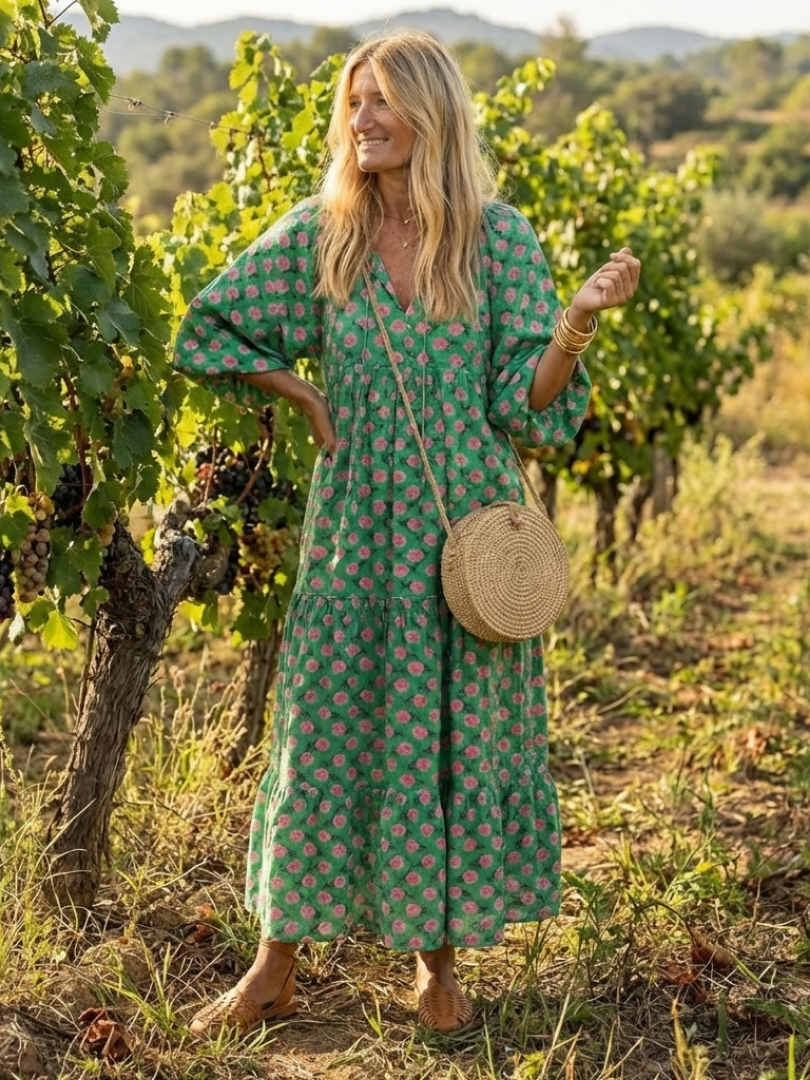 Kelora – Gestuftes Midikleid mit Blumenmuster