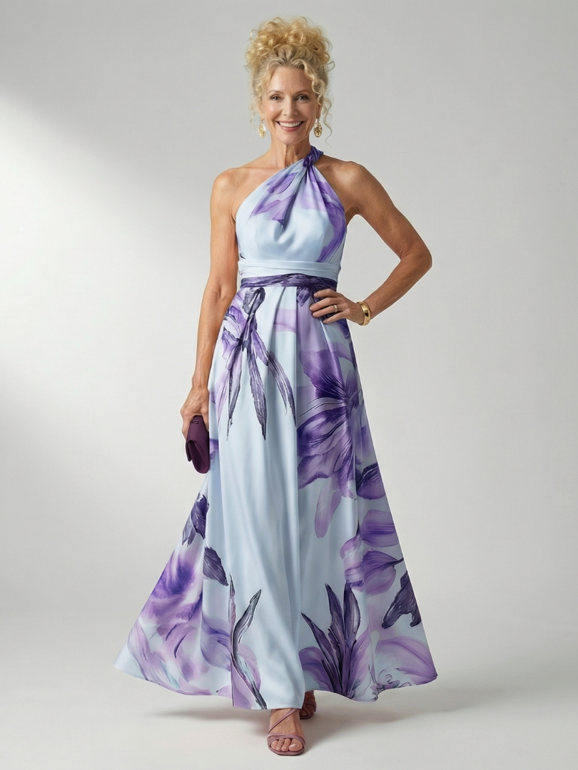 Mevara – Neckholder-Maxikleid mit Blumenmuster