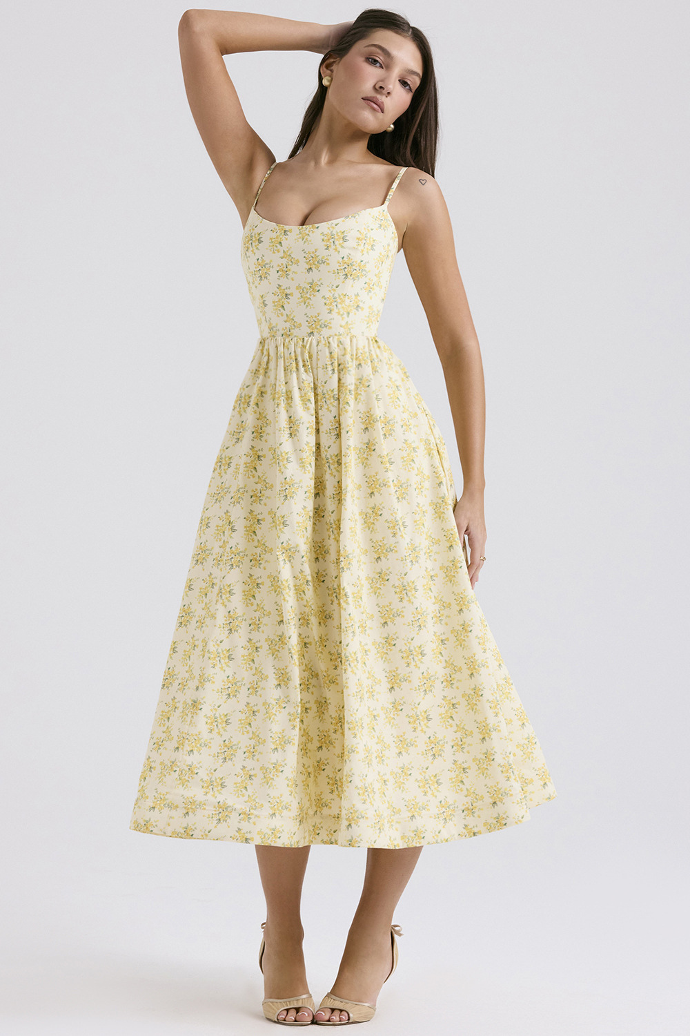 Nolara – Korsettstil, gewebtes Midikleid
