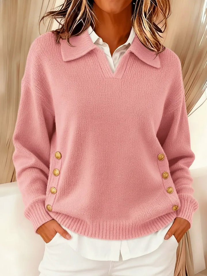 Navira – Mit Seitenschlitz und Stehkragen gestrickter Pullover