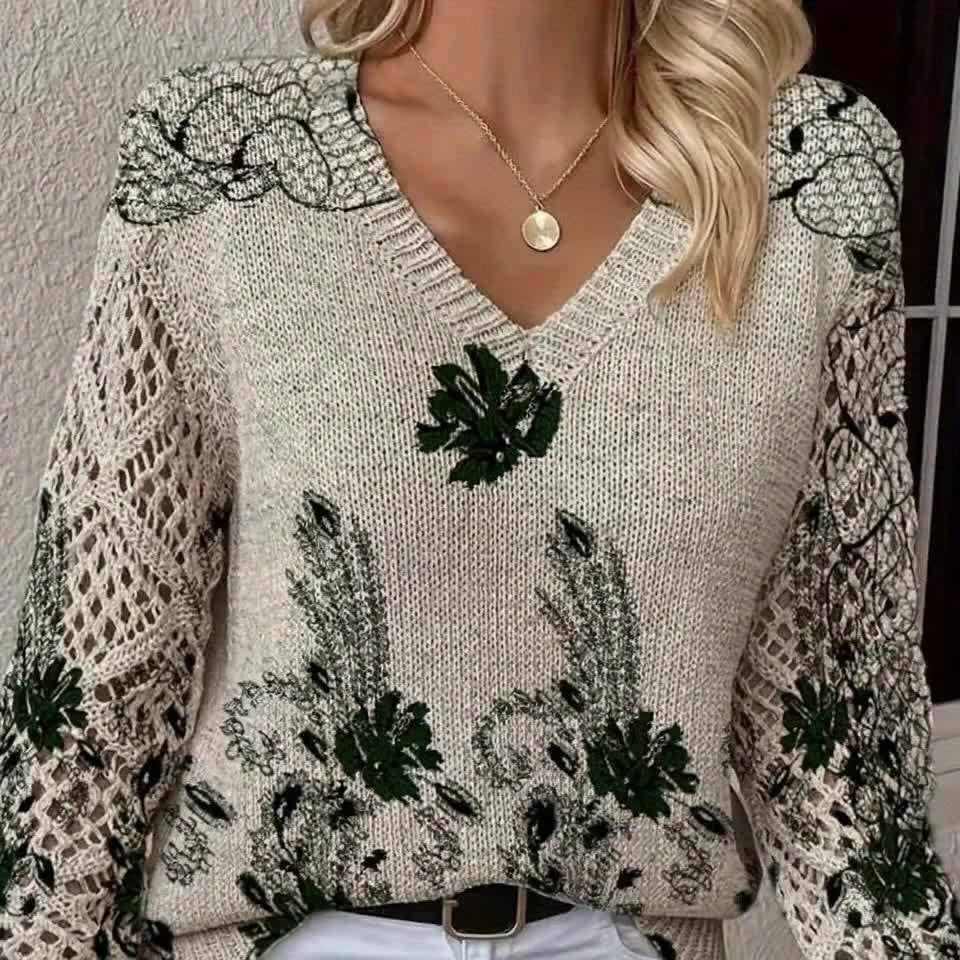 Aunira – Allover-Blumenmuster-Strickpullover