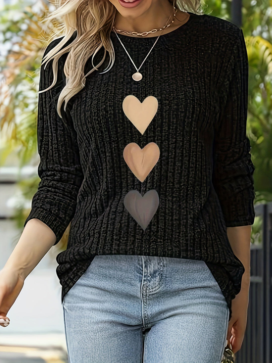 Mevara – Herzmuster-Rippstricktop