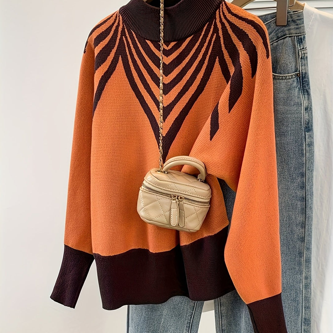 Anevra – Jacquard-Strickpullover in Farbkombination