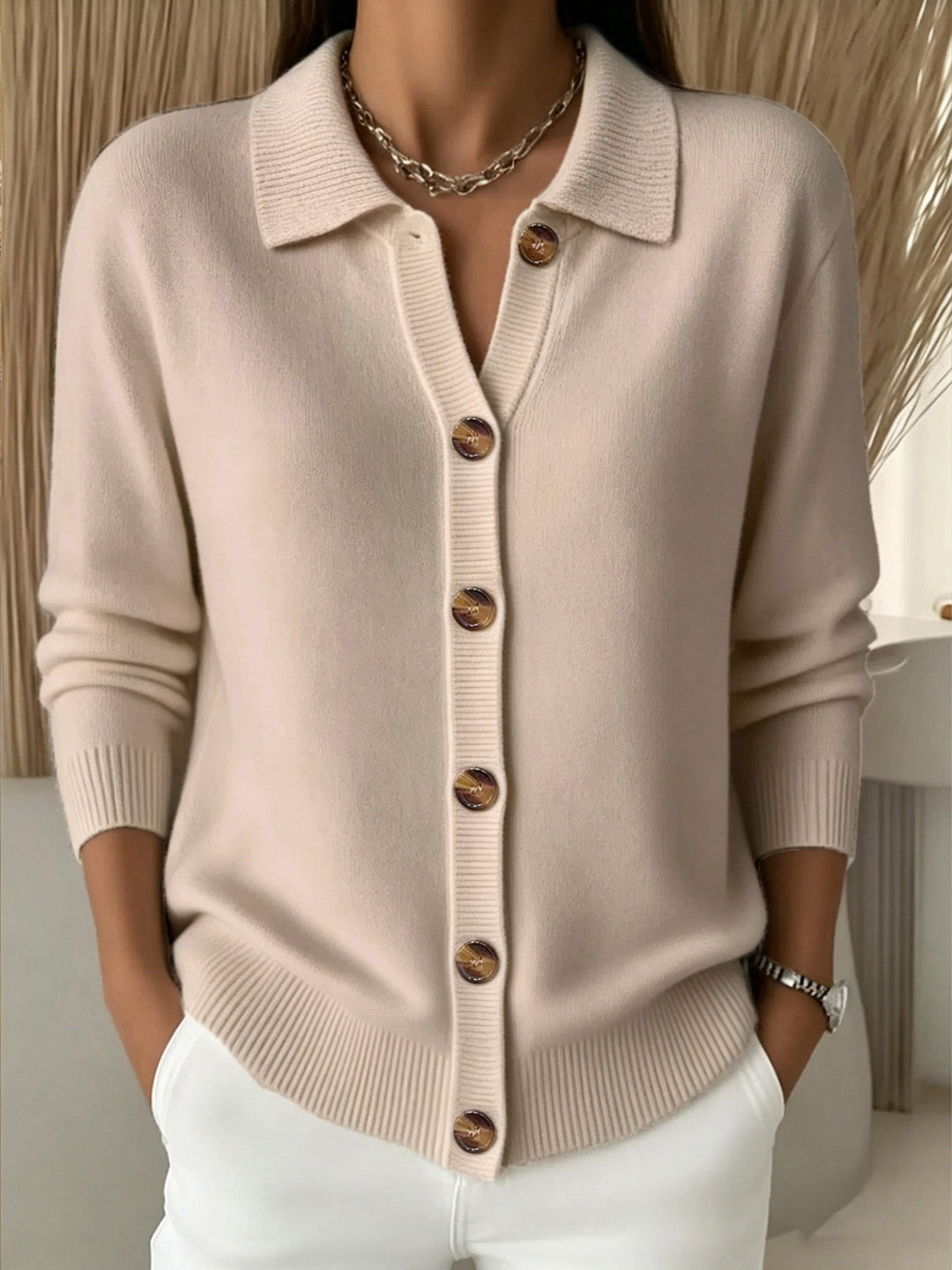 Relani – V-Ausschnitt Rippstrick-Cardigan