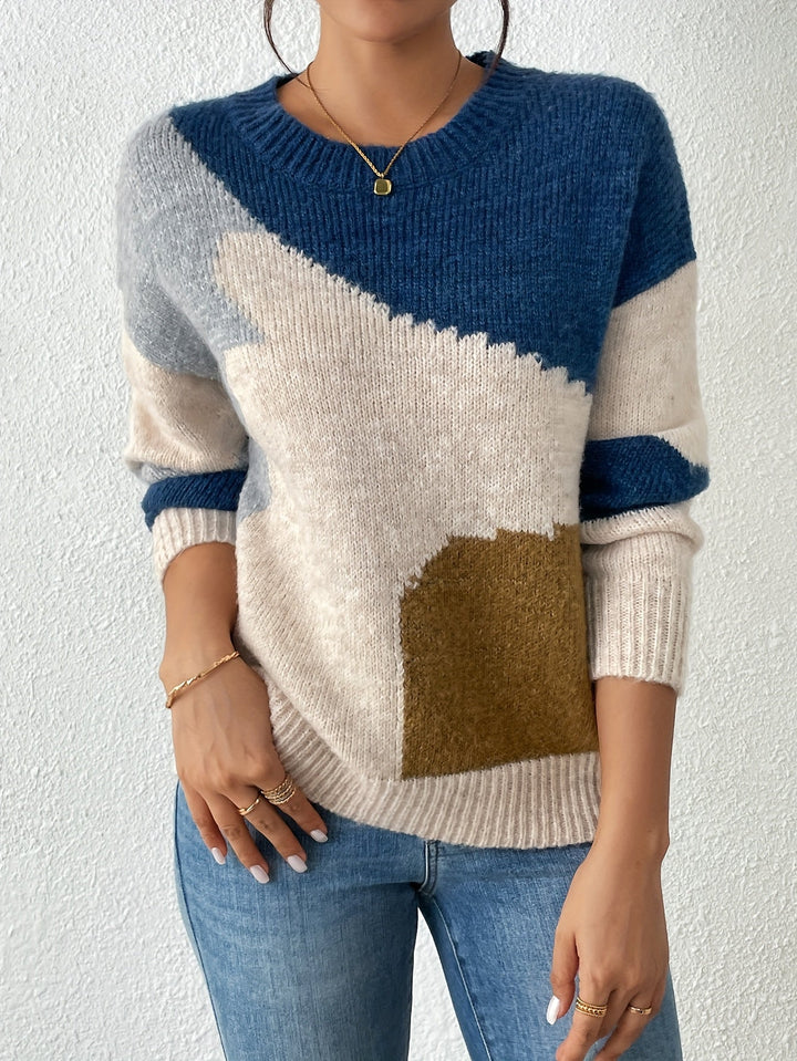 Luniva – Farbblock-Strickpullover