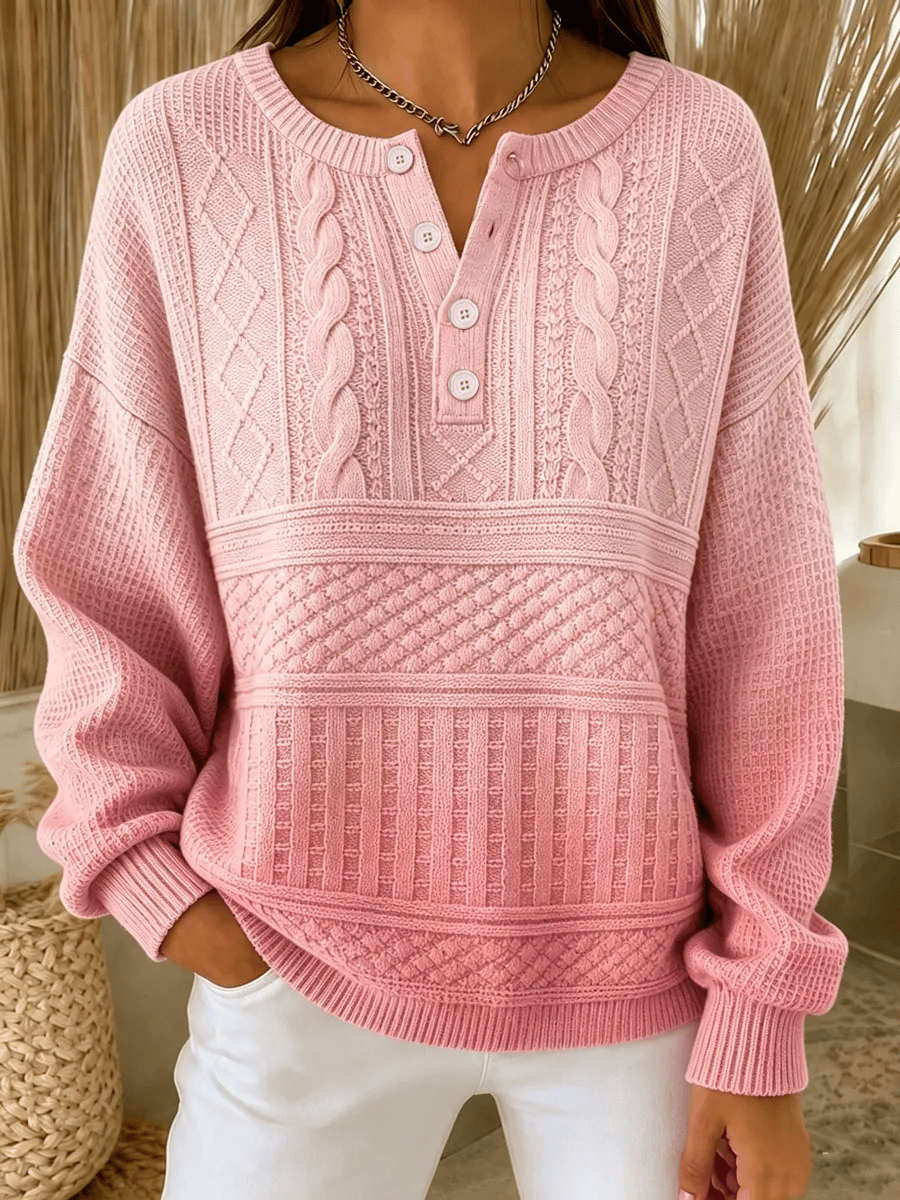 Nolira – Allover-Print Baumwoll-Henleyshirt
