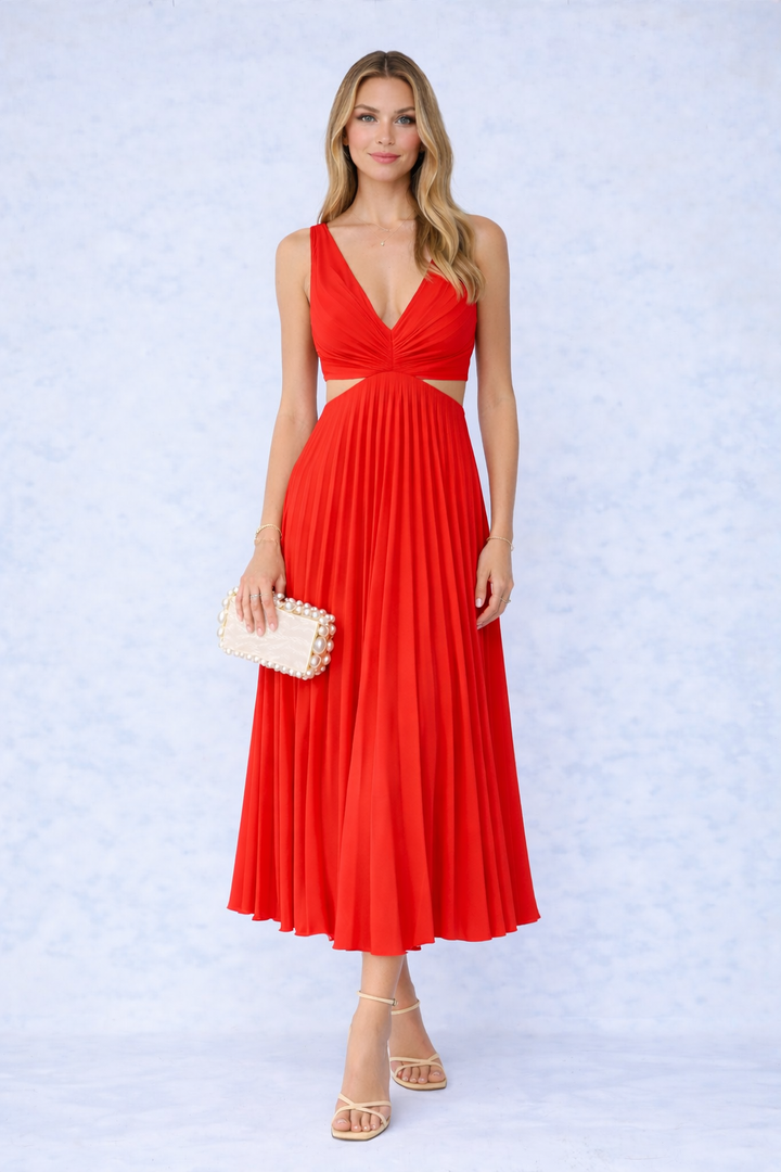 Virela – drapiertes gewebtes Maxikleid