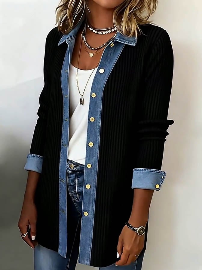 Kivara – gewebte Kontrast-Patchwork-Jacke