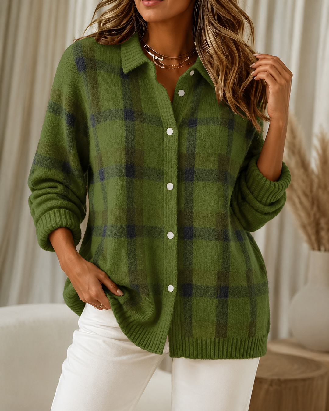 Novira – Karierter Strickpullover