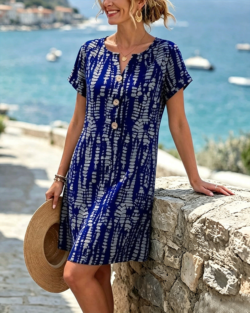 Mevara – Bedrucktes Kleid mit Knopfleiste