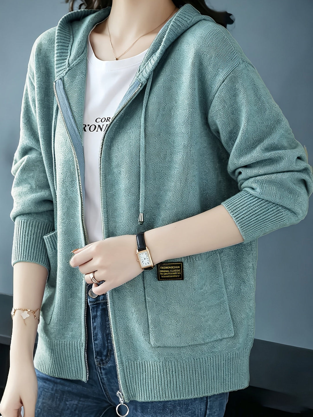 Rilena – Strickjacke mit Kordelzugkapuze aus Viskose