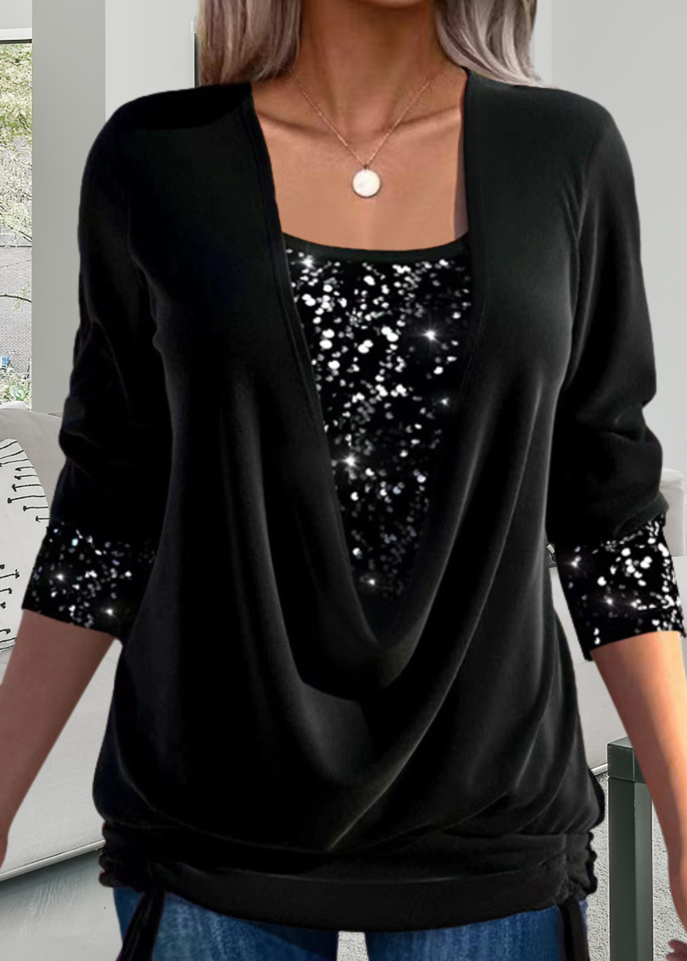 Rivena – Zweiteiliges Pailletten-Top-Set