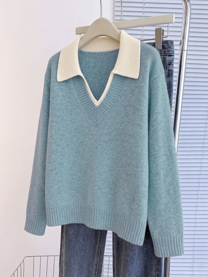Cirelle – Pullover mit doppeltem Kontrastkragen