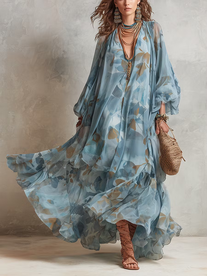 Avyra – Maxi-Langkleid aus Seidenmischung