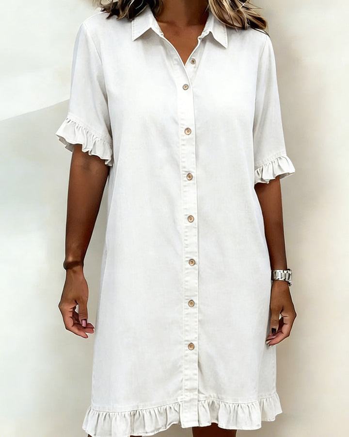 Kiraya – Denimkleid mit Rüschenärmeln