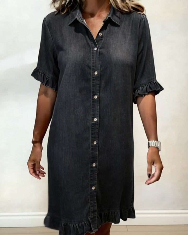 Kiraya – Denimkleid mit Rüschenärmeln