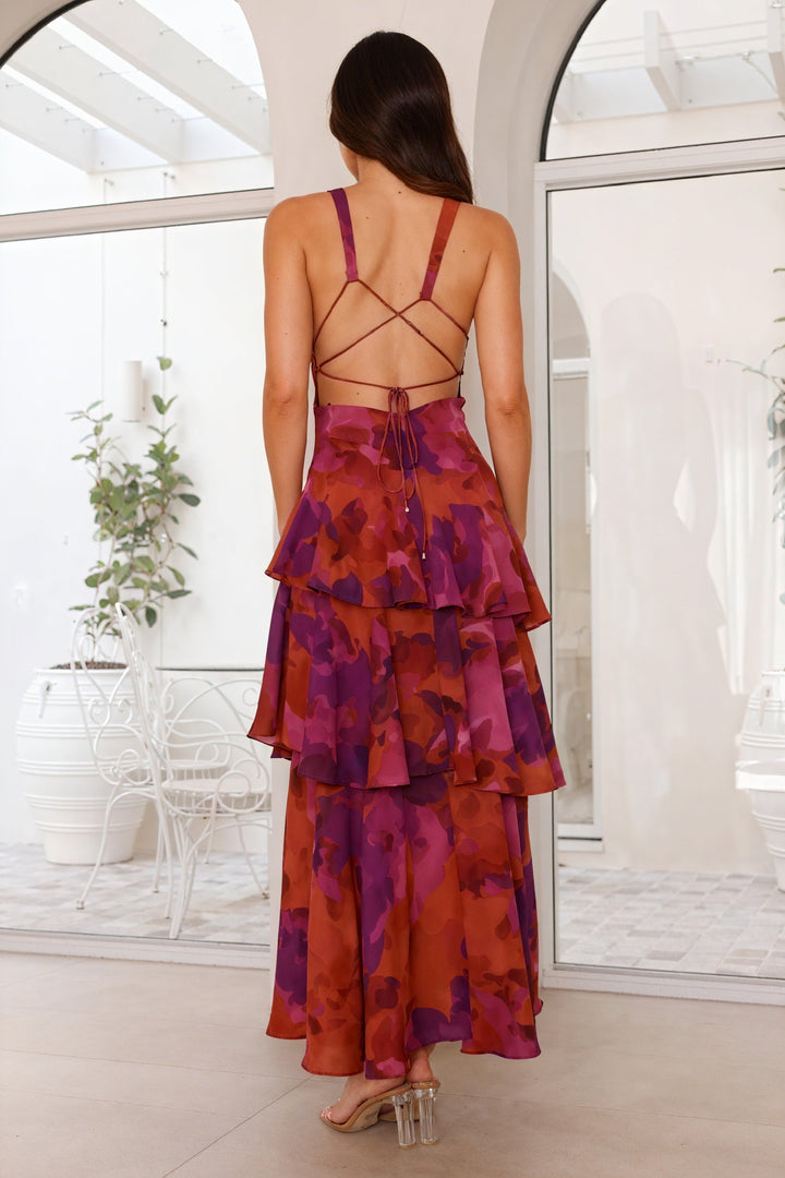 Luniva – V-Ausschnitt-Blumenmusterkleid