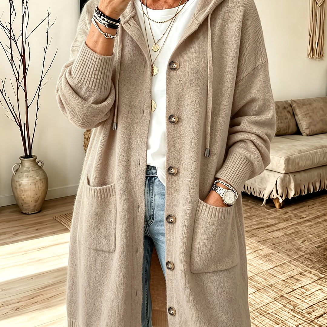 Nevora – Kapuzen-Viskose-Strickjacke