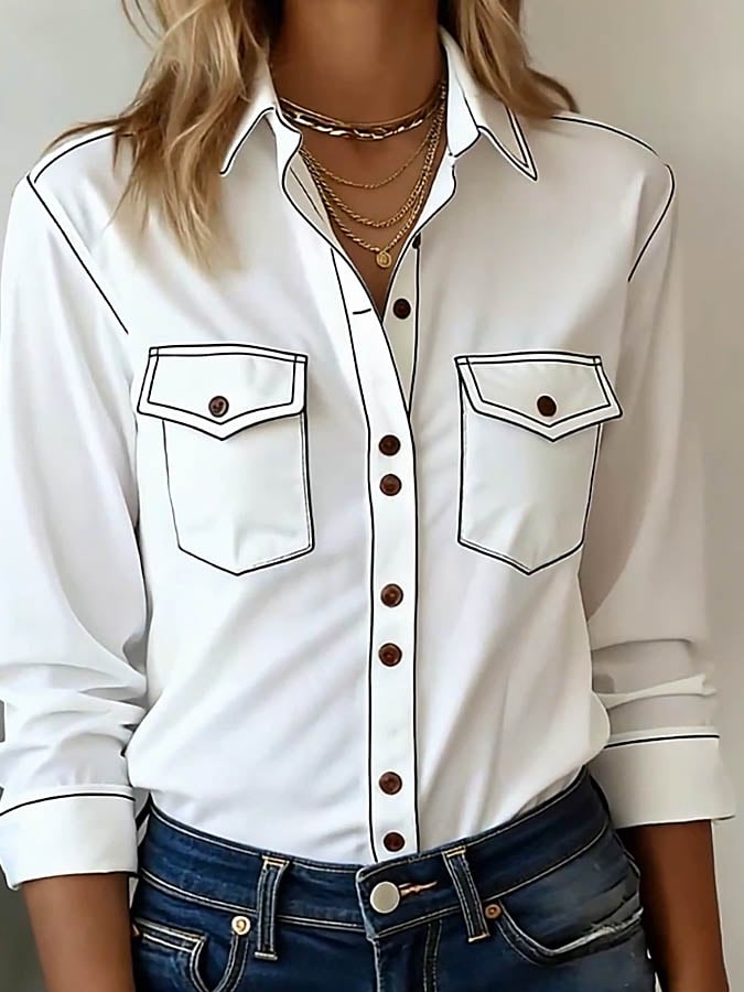 Avenya – Mit Kontrastnähten gewebtes Button-down-Hemd