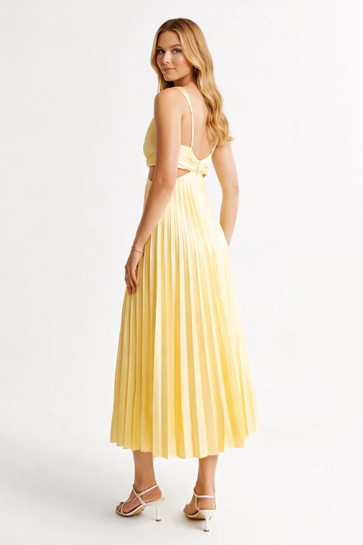 Virela – drapiertes gewebtes Maxikleid