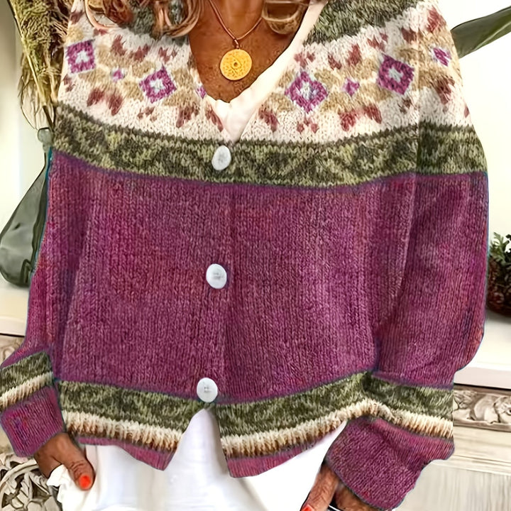 Mireva – Farbblock-Strickjacke