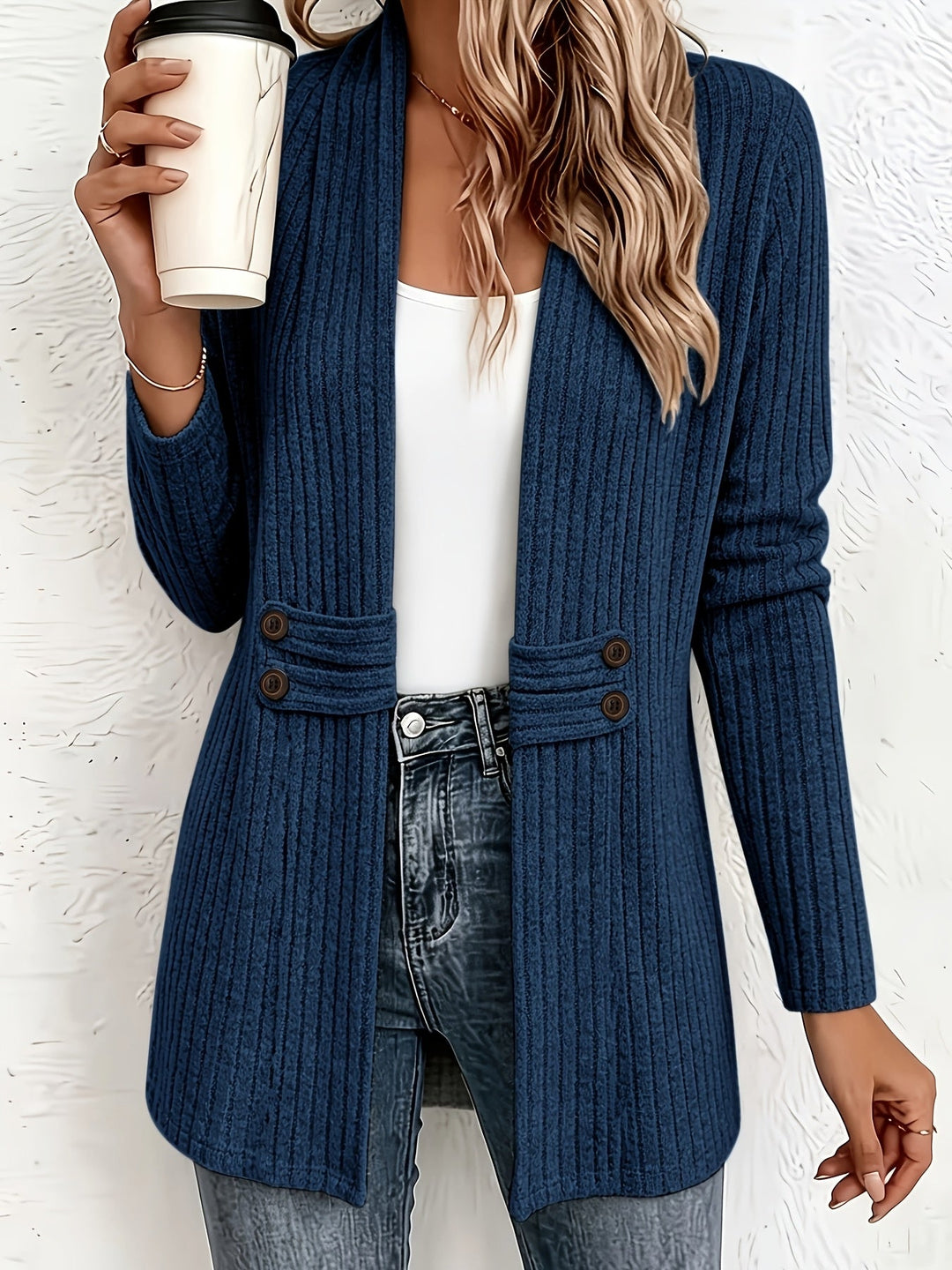 Velira – doppelreihige Strickjacke