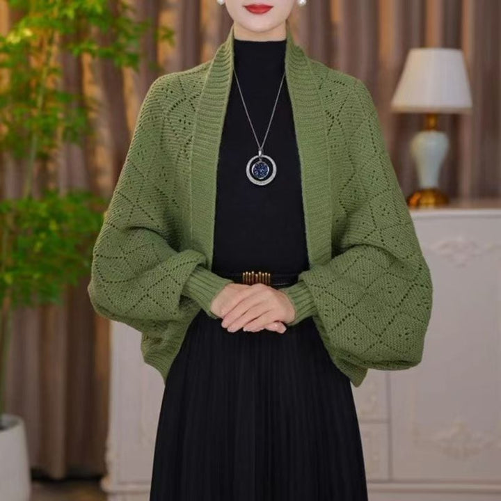 Eryla – Ajourstrick Schalkragen-Strickjacke