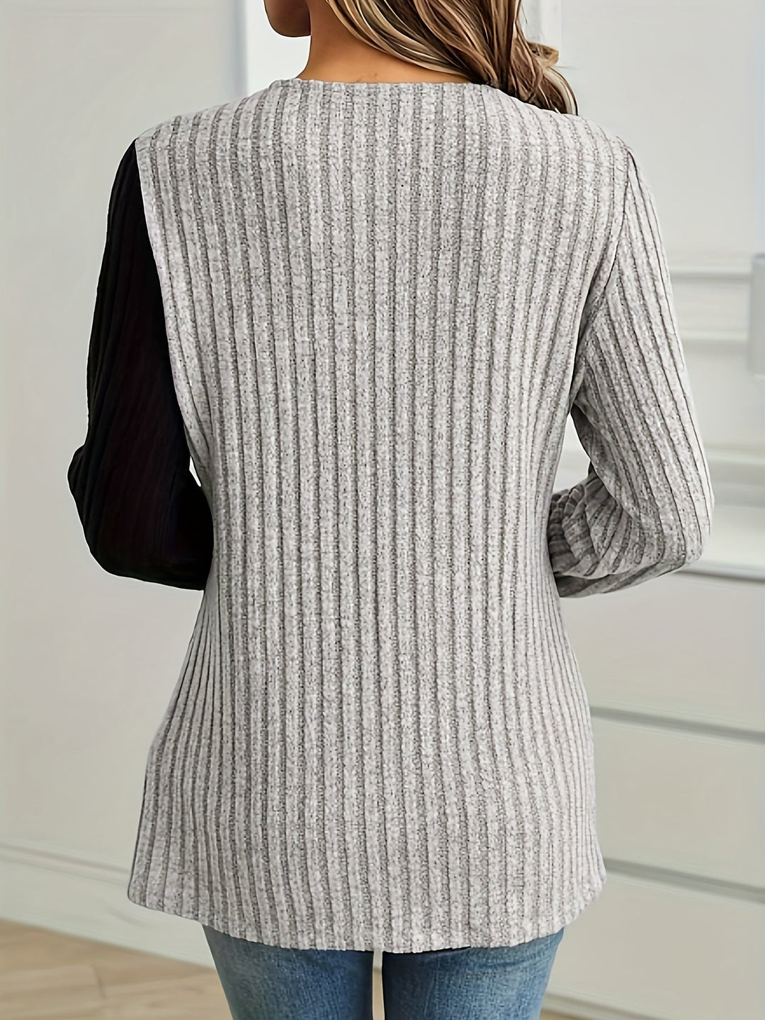 Rilena – Kontrast-Spitzen-Patchwork-Strickpullover