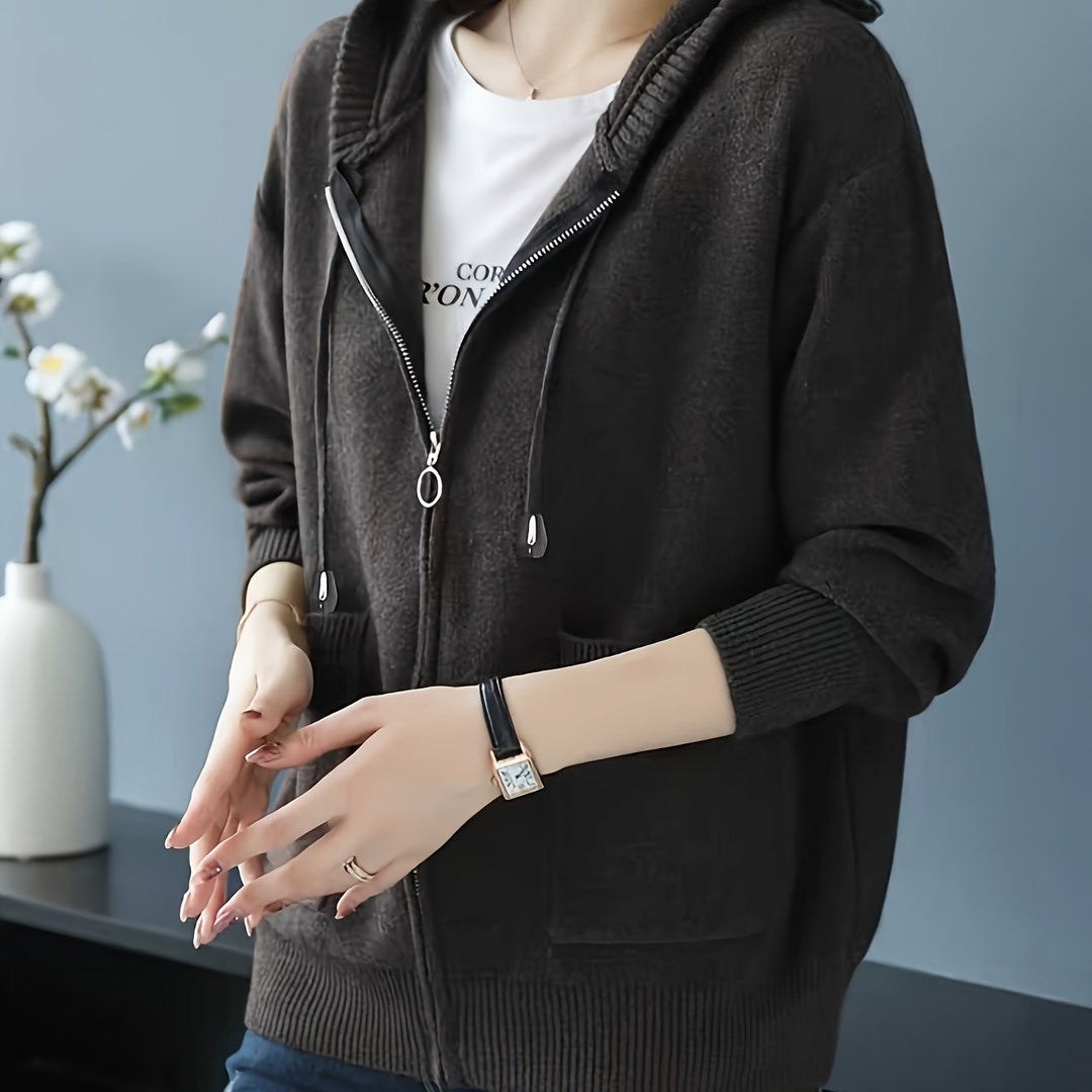 Rilena – Strickjacke mit Kordelzugkapuze aus Viskose