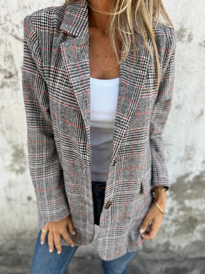 Vesara – Blazer mit fallendem Revers und Karomuster