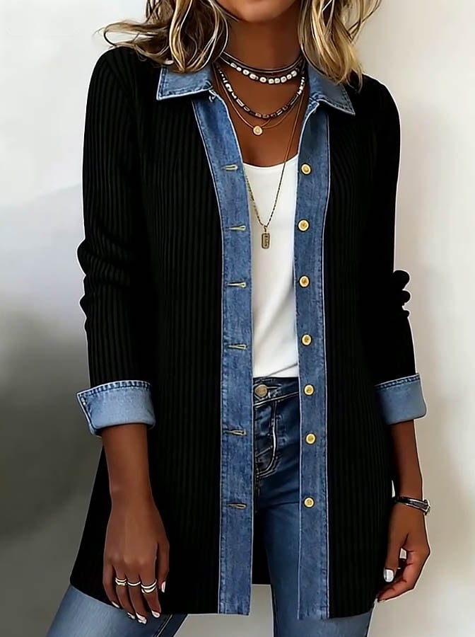 Kivara – gewebte Kontrast-Patchwork-Jacke