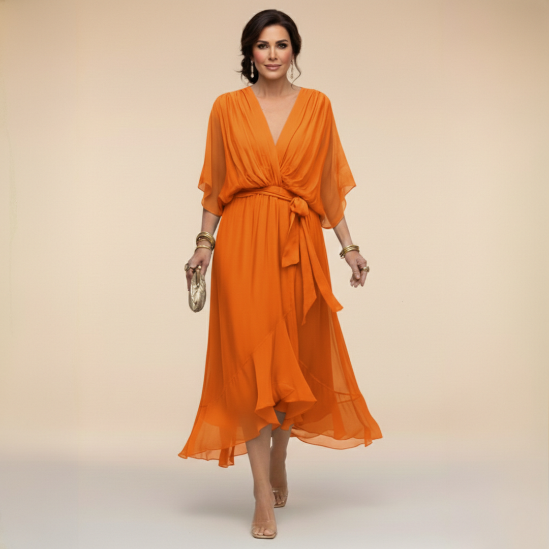 Nevaya - V-Neck Sheer Dress
