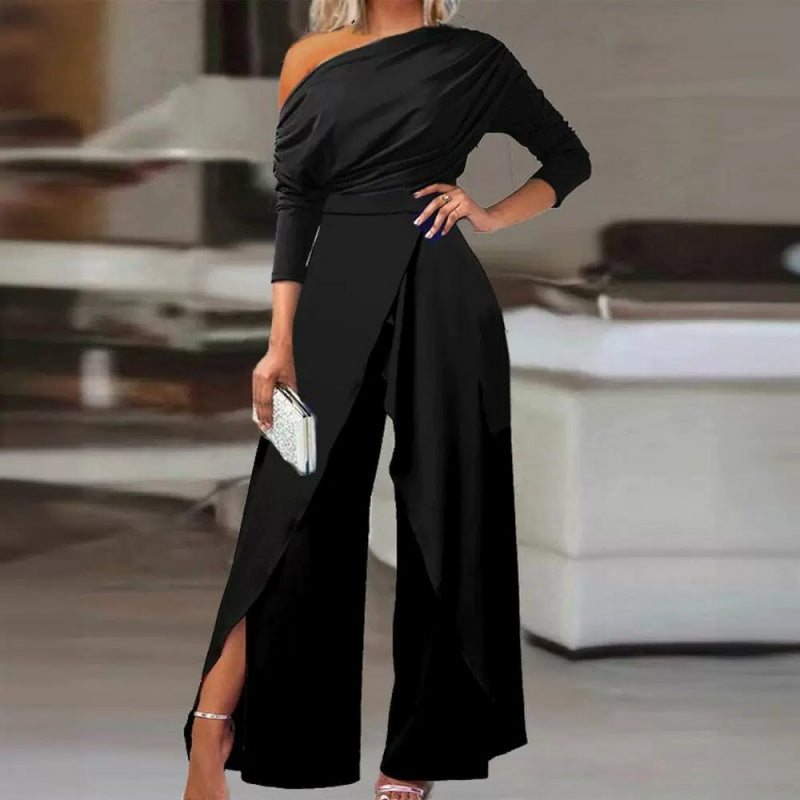 Novira – einseitig schulterfreier gewebter Jumpsuit