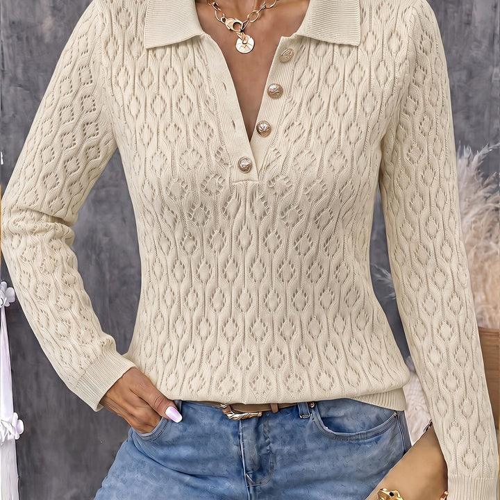 Avenya – offen gestrickter Polopullover