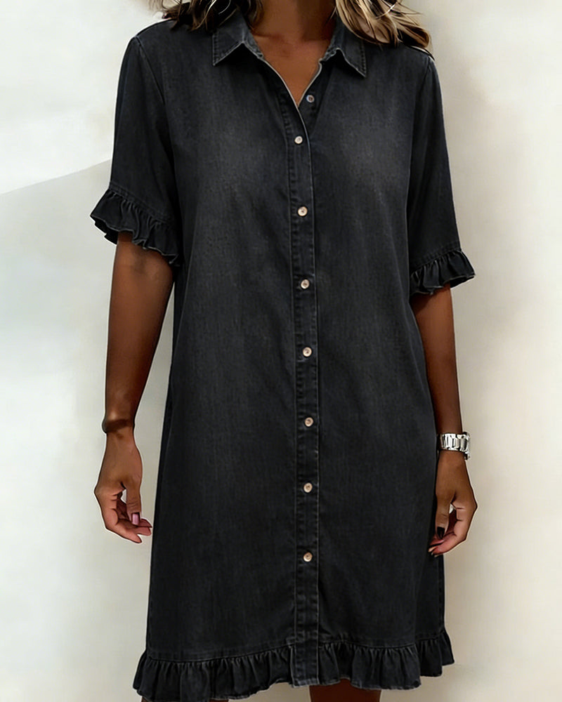 Kiraya – Denimkleid mit Rüschenärmeln