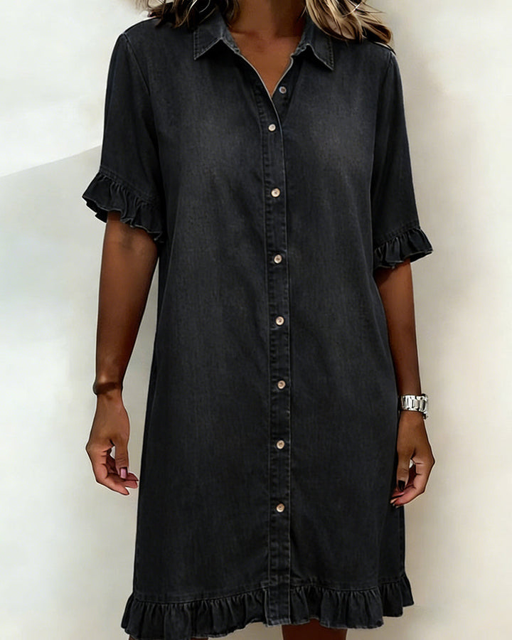 Kiraya – Denimkleid mit Rüschenärmeln