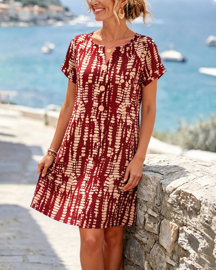 Mevara – Bedrucktes Kleid mit Knopfleiste