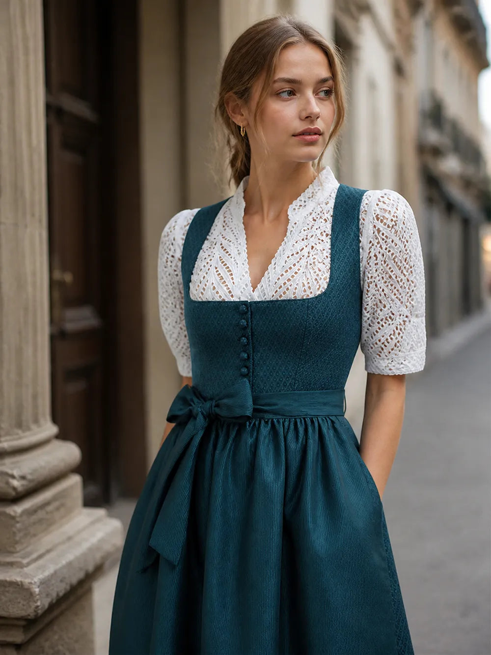 Solira – Jacquardkleid mit Bogenkante vorn