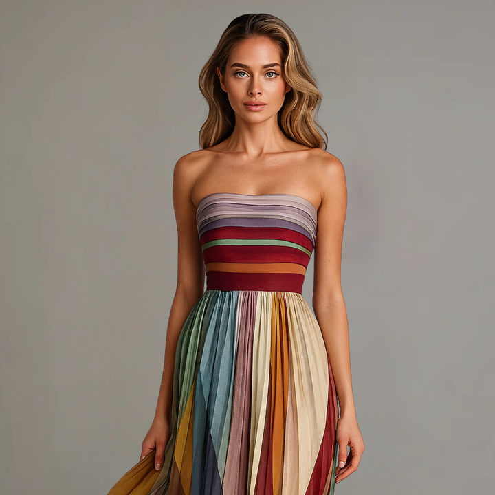 Velira – Farbblock-Chiffon-Maxikleid