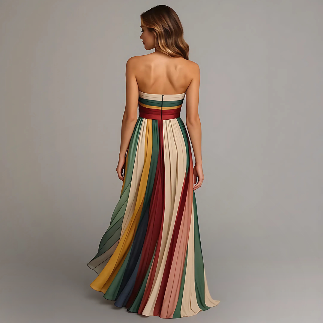 Velira – Farbblock-Chiffon-Maxikleid