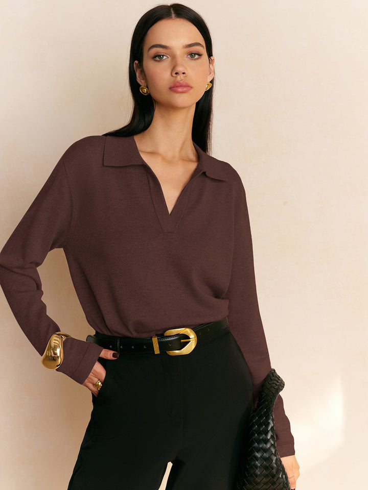 Elyra – V-Ausschnitt-Feinstrickpullover