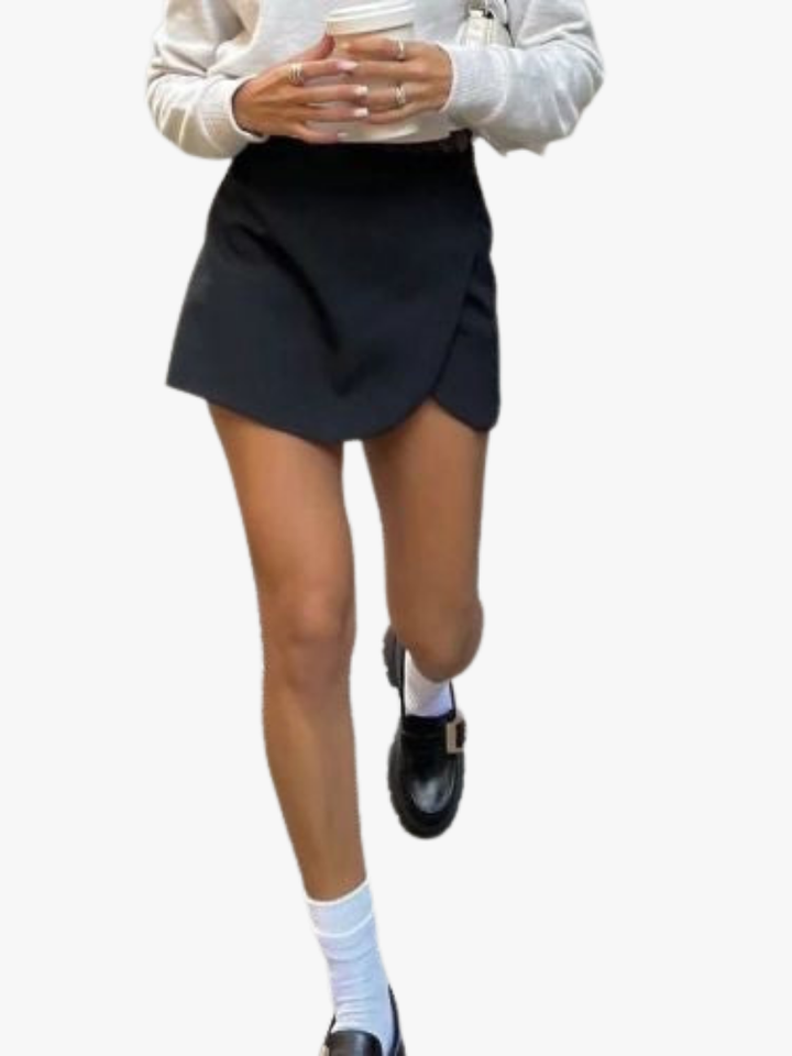 Avenya – Shortsrock mit Wickelfront aus Webstoff