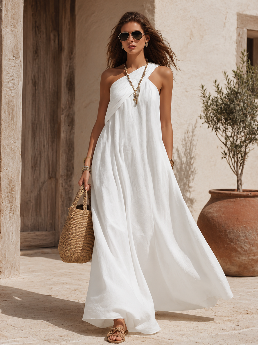 Varelle – Ein-Schulter-Maxikleid aus Baumwoll-Leinen